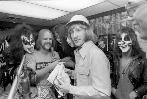 Bill Starkey and Program Director Rich Dickerson of WVTS-FM with KISS in Terre Haute, IN in 1975. (Photo: Bill Starkey)