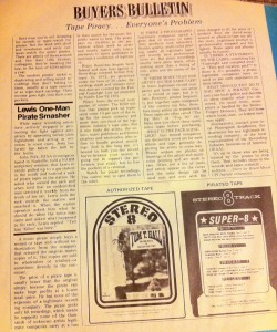 Buyers Bulletin, Tape Piracy… Everyone's Problem